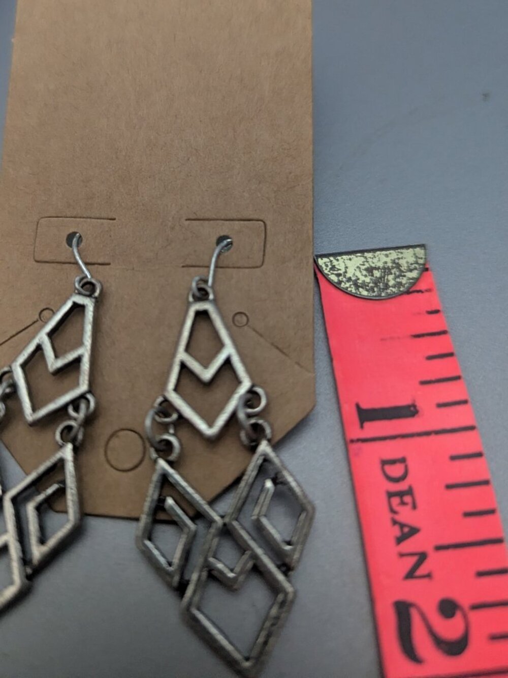 3/$4 for $10 Silver Tone Geometric Dangle Earrings | Boho Modern Earrings - Picture 3 of 4